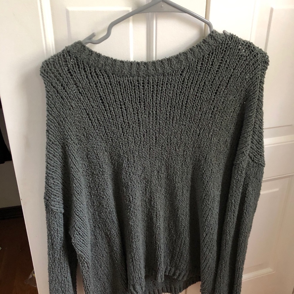 aerie green woven sweater